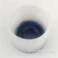 Sky Blue Base Bubble Pattern Glass Candle Holder